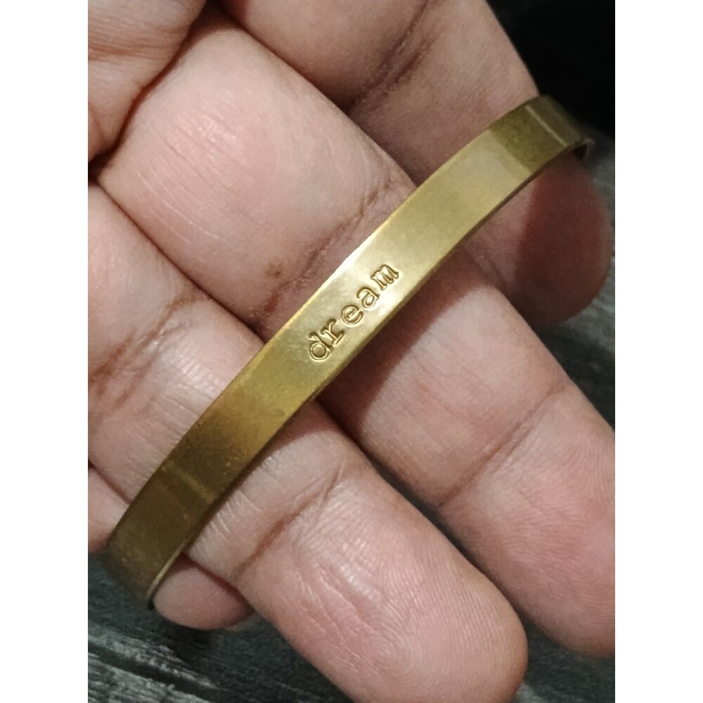 Brass Dream stamoed Inspirational Cuff Bracelet